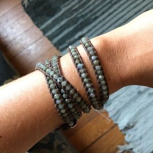 Chan luu wrap bracelet- jade/natural brown leather